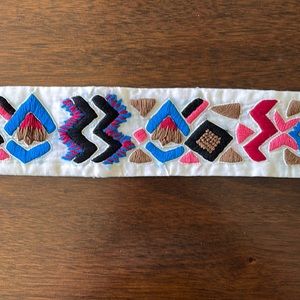 Aztec white fashion belt